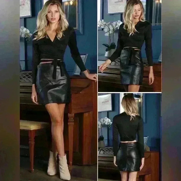 NWT Faux Leather High Waisted Bodycon Slim Mini Skirt Sz XL Item# 5C - Picture 4 of 11